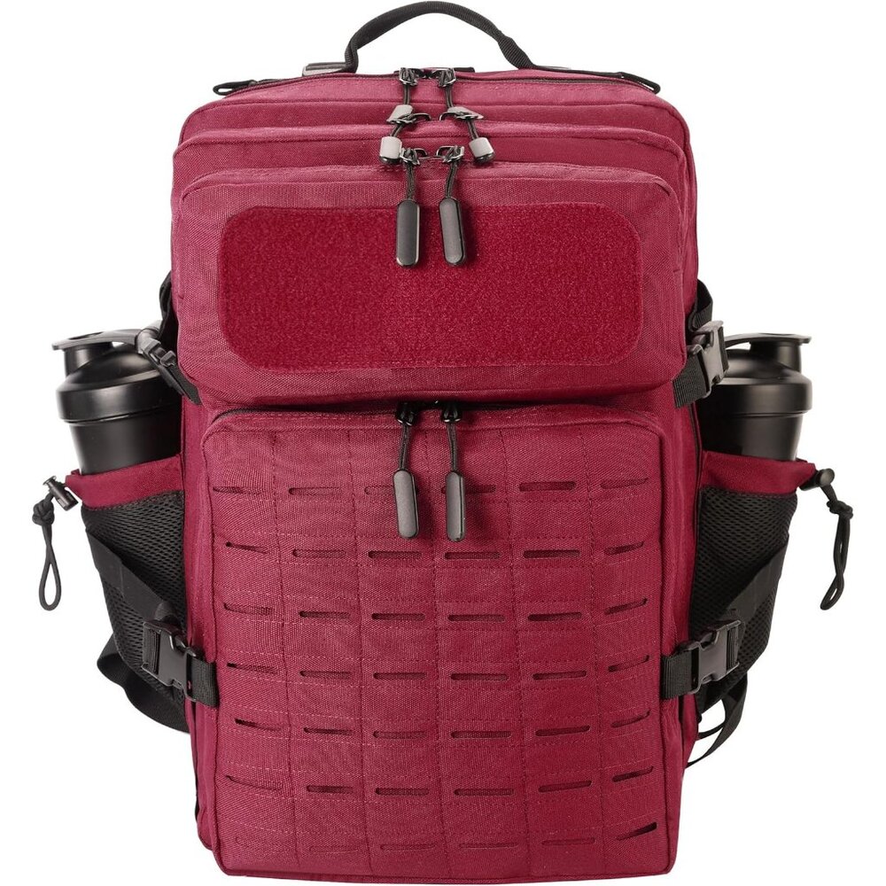 45L Tactical Backpack Molle Bag - Water-Resistant Heavy-Duty Nylon - Maroon